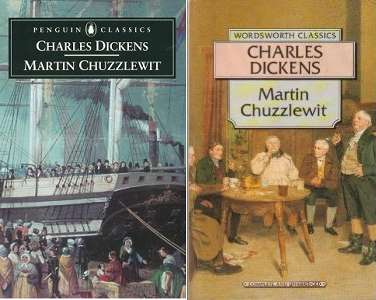 Book covers of two different publisher's editions of Martin Chuzzlewit